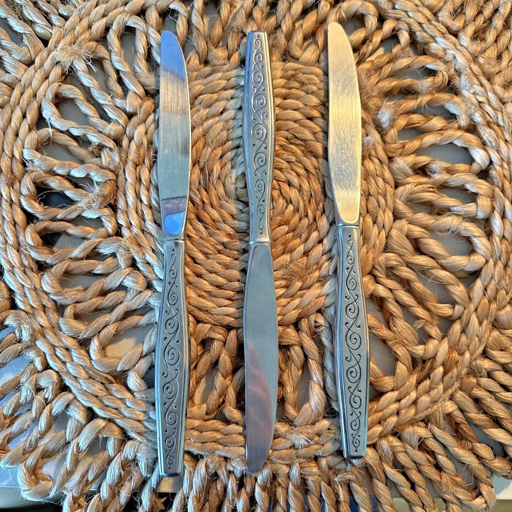 Gorham Stainless Silverware - SPANISH SCROLL - Modern Hollow Knife 9" Lot of 3